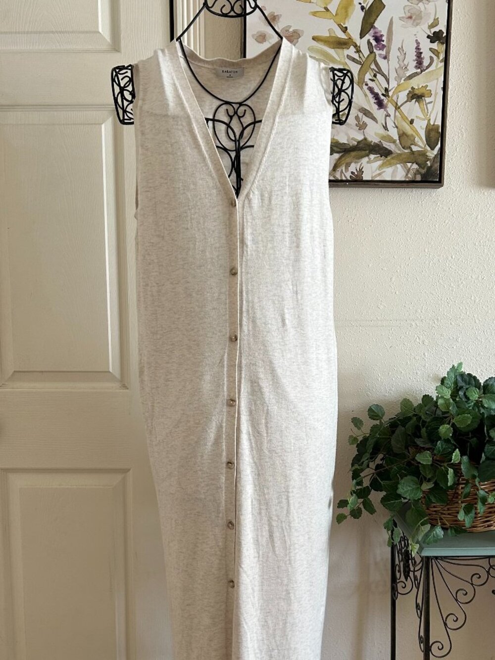 Babaton Cream Sleeveless Button-Front Maxi Dress